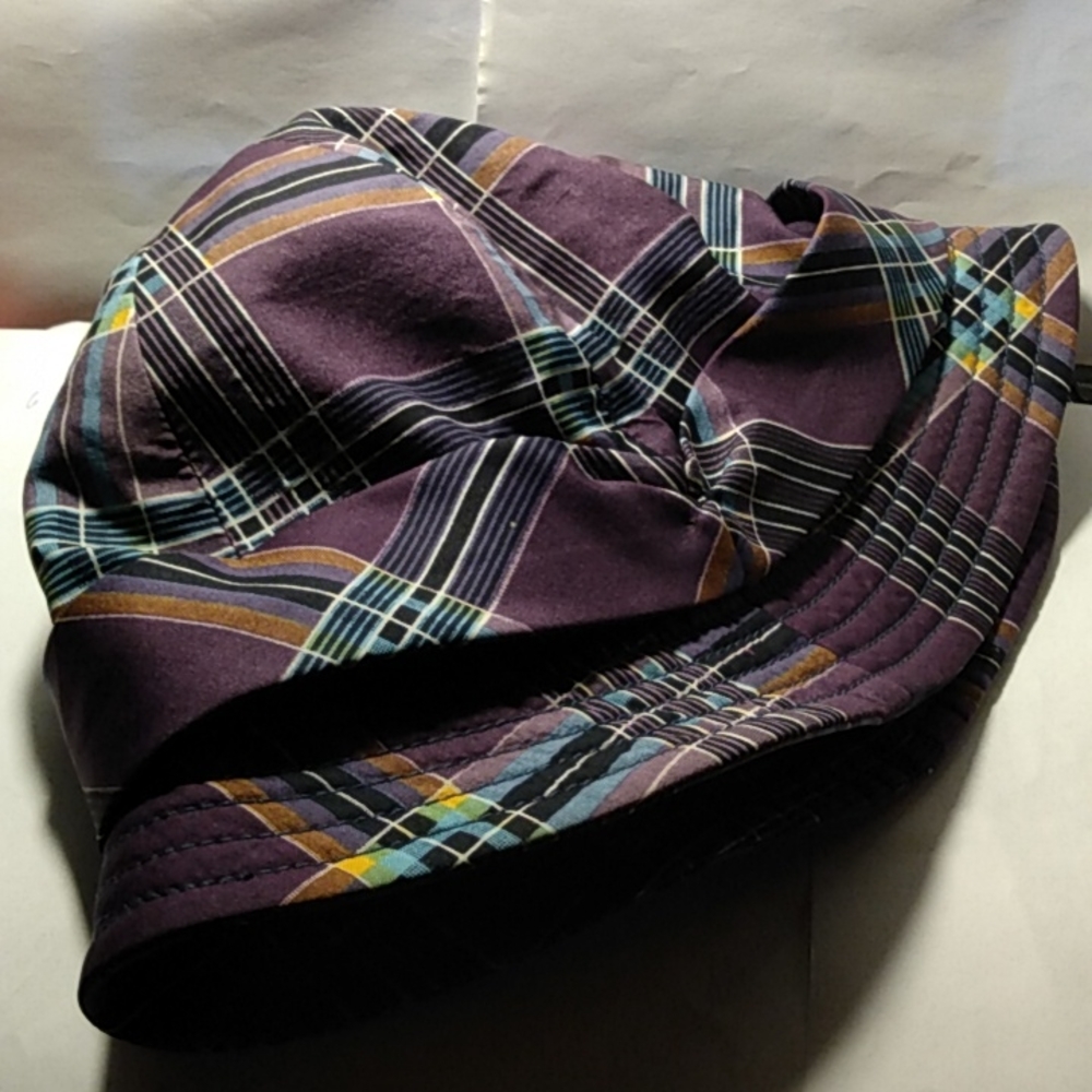 Sexy Silk Marc Jacobs Purple Plaid Stylized Bucket Cloche Hat Mint! Medium Large